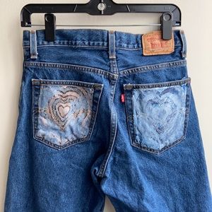 Levi’s Blue Loose Straight wide leg Blue Jeans with painted back pockets